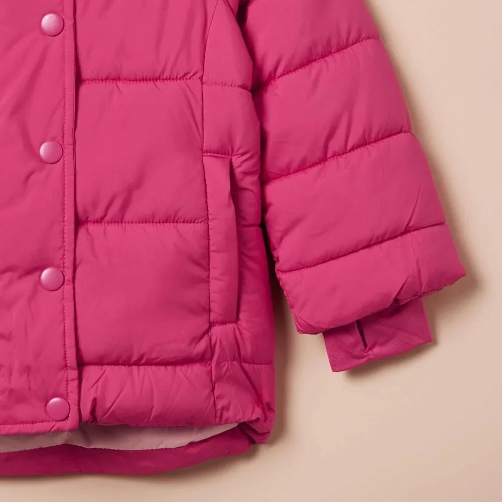 Girls Heavyweight Hooded Puffer Coat, Water-Resistant